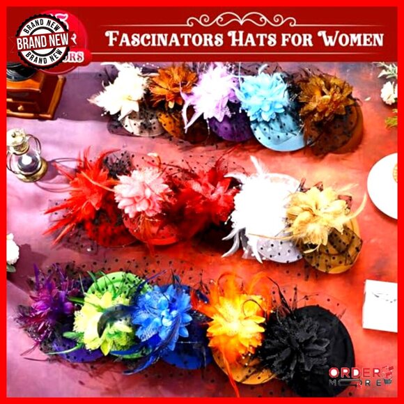 15 Pc Vintage Fascinator Hat Set with Veil Feathers for Wedding Tea Party
